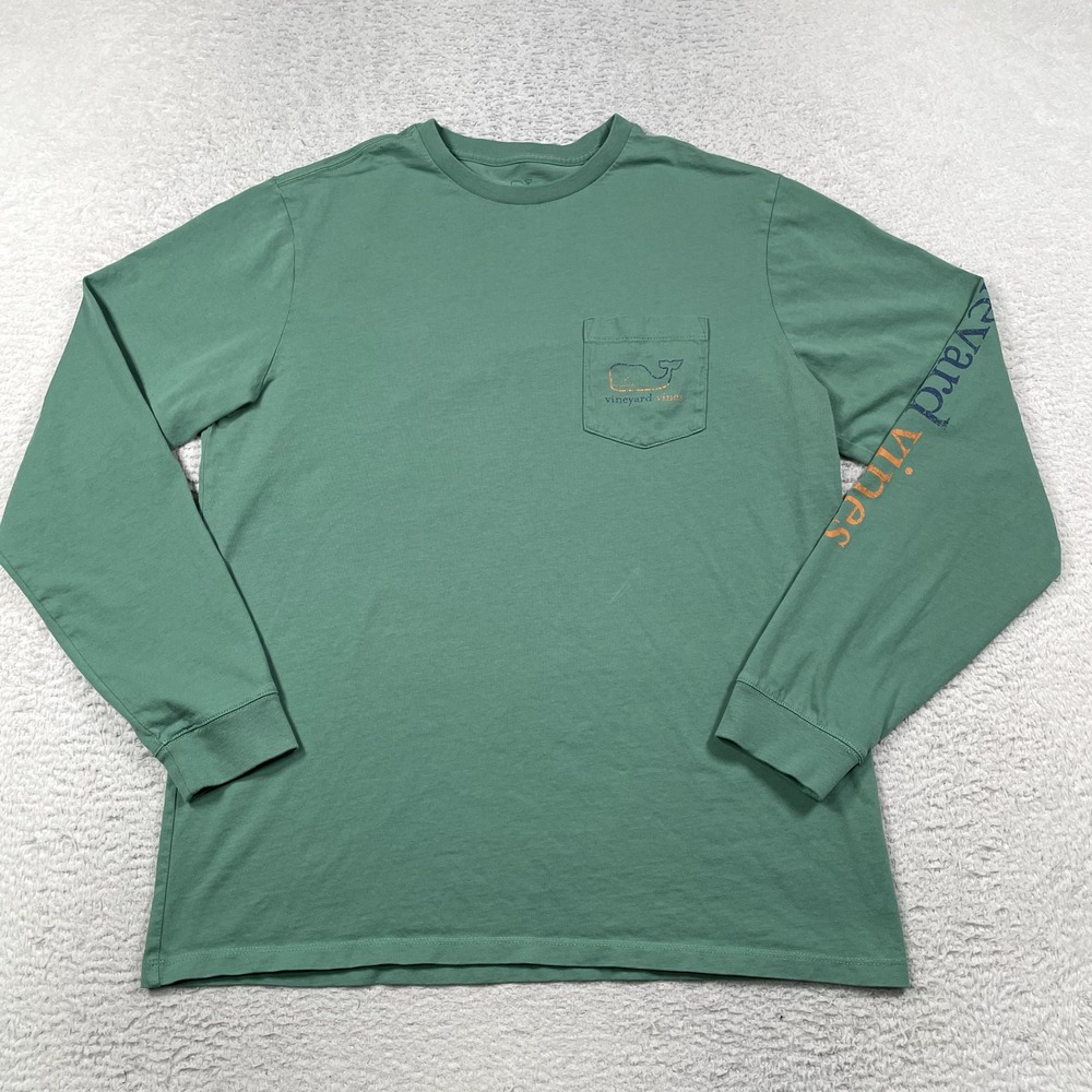 Vineyard Vines Shirt Men's Medium Green Graphic Whale Pocket Tee T-Shirt‎
